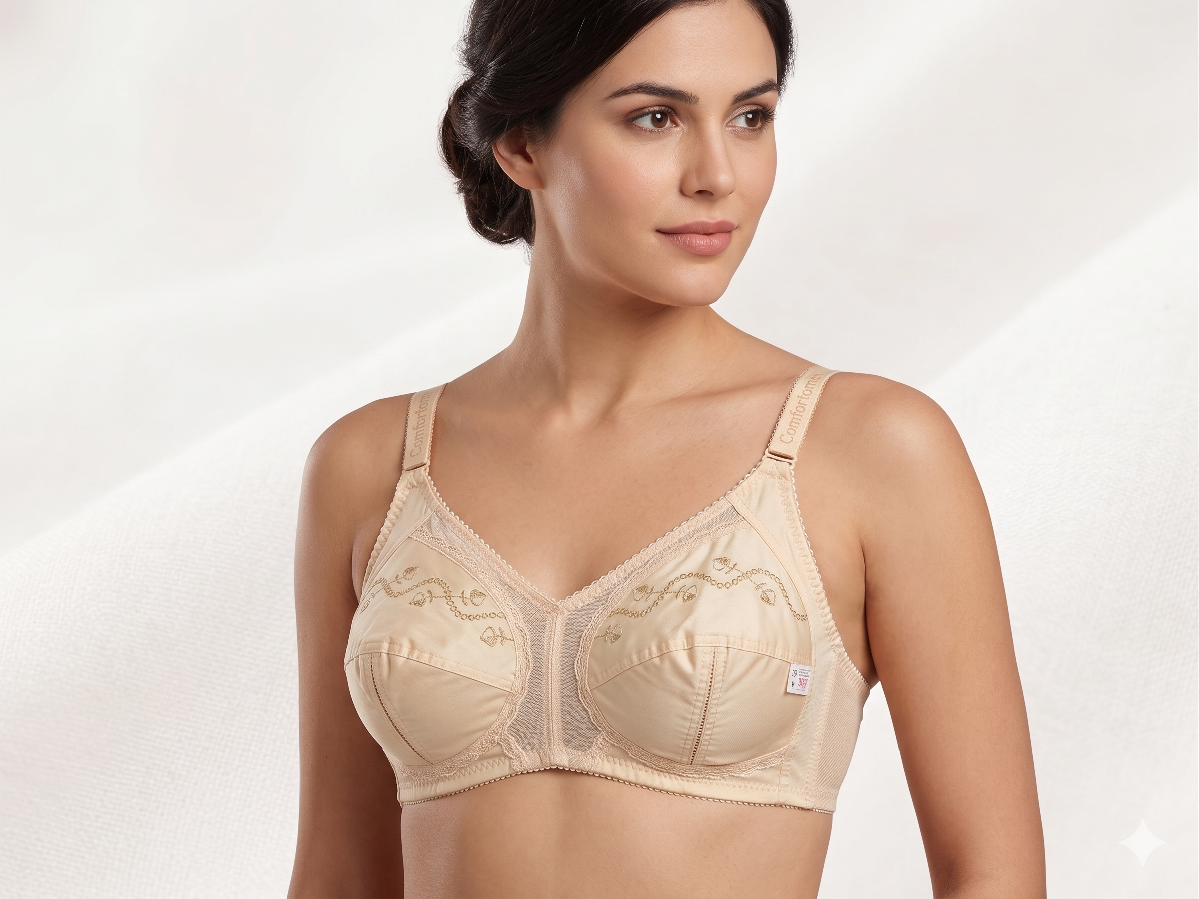 Roshmelle Floral Embroidered Soft Cotton Non-Wired Comfort Bra