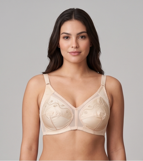Roshmelle Floral Embroidered Soft Cotton Non-Wired Comfort Bra